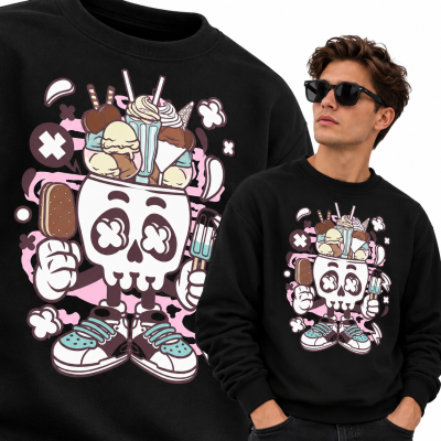 BLUZA ANIMOWANA ICE CREAM SKULL HEAD